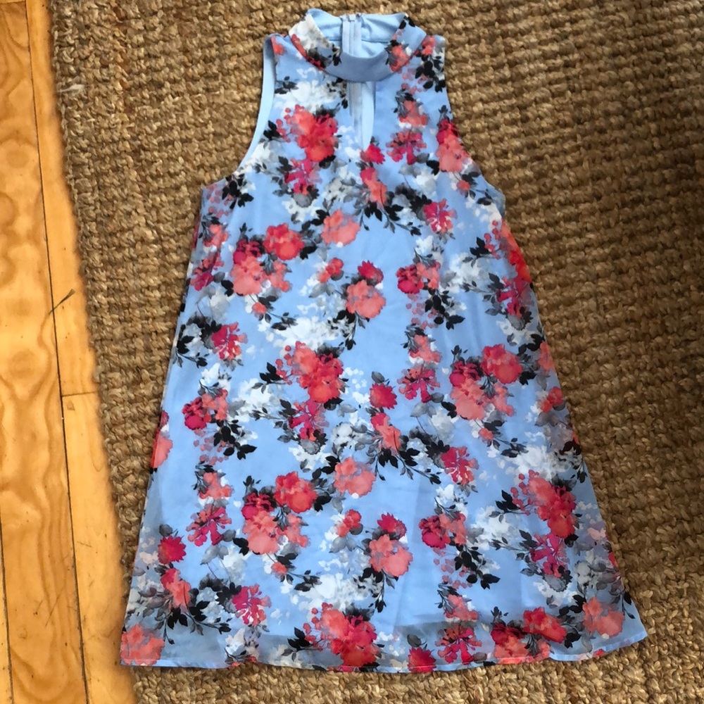 Wedding guest mock neck/ v neck floral dress🌸🌺🦋💙